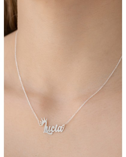 Collar con nombre Crown Plata