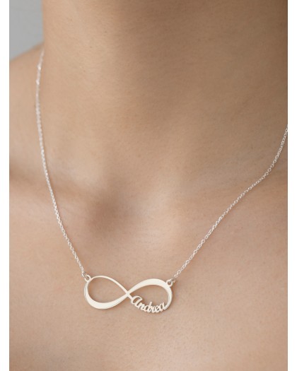 Collar con 1 nombre Infinito Plata