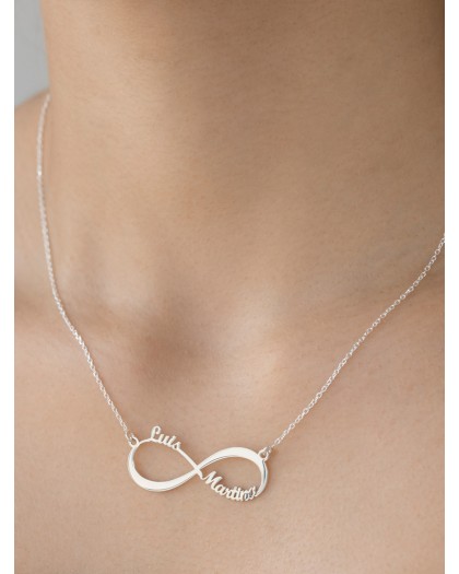 Collar con 2 nombres Infinito Plata