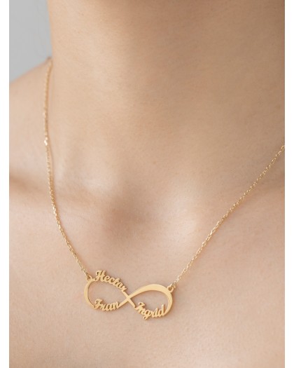 Collar con 3 nombres Infinito Doré
