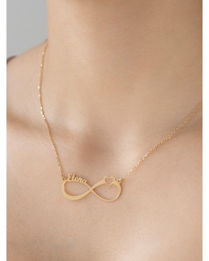 Collar con 1 nombre Infinito Corazón Doré