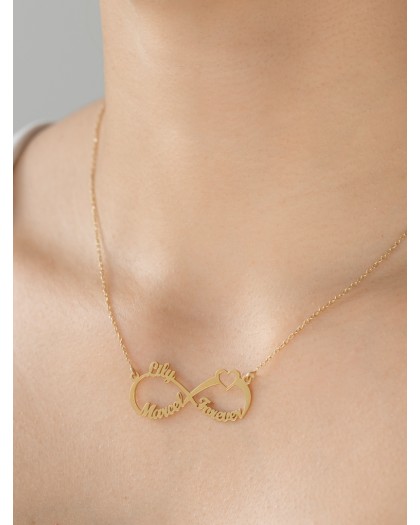 Collar con 3 nombres Infinito Corazón Doré