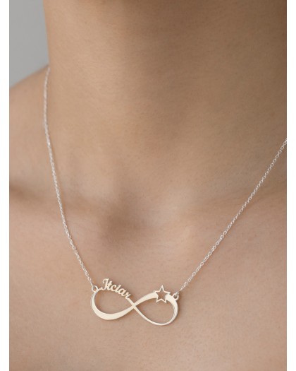 Collar con 1 nombre Infinito Estrella Plata