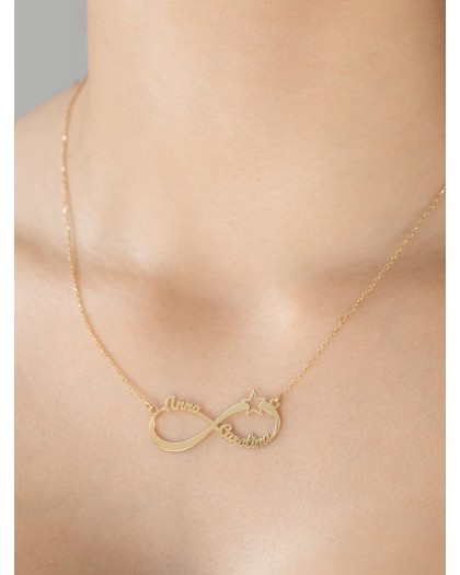 Collar con 2 nombres Infinito Estrella Doré