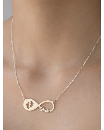 Collar con 1 nombre Infinito Baby Plata