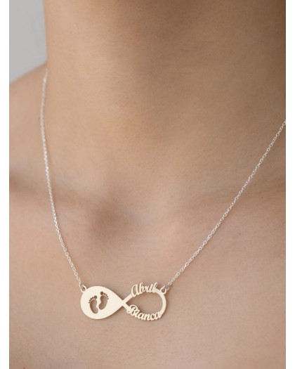 Collar con 2 nombres Infinito Baby Plata