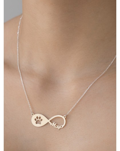 Collar con 1 nombre Infinito Mascota Plata