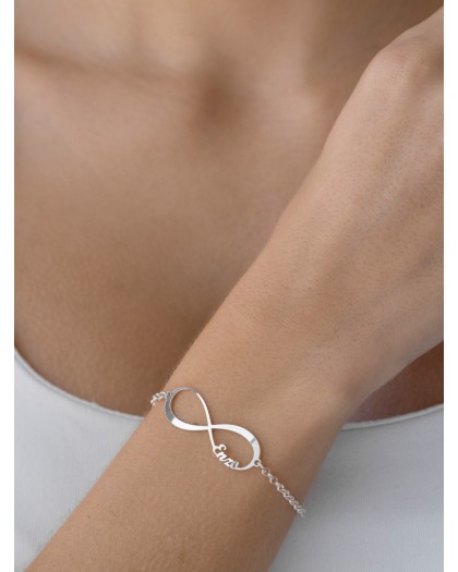 Pulsera con 1 nombre infinito Plata