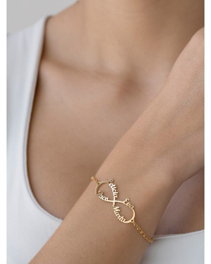 Pulsera con 4 nombres infinito Doré