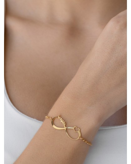 Pulsera con 1 nombre infinito Corazón Doré