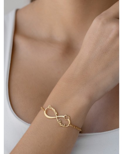 Pulsera con 2 nombres infinito Corazón Doré
