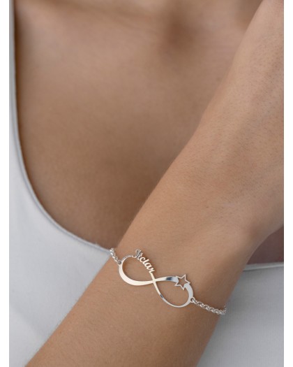 Pulsera con 1 nombre infinito Estrella Plata