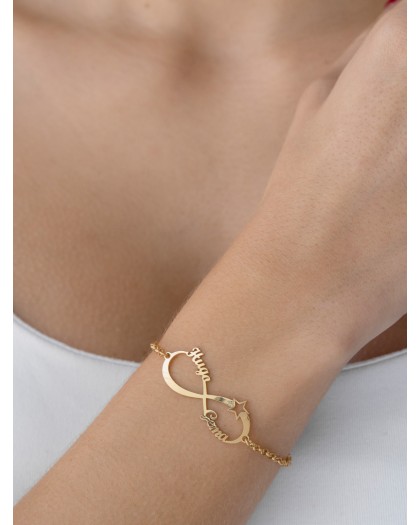 Pulsera con 2 nombres infinito estrella Doré
