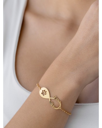 Pulsera con 2 nombres Infinito Mascota Doré