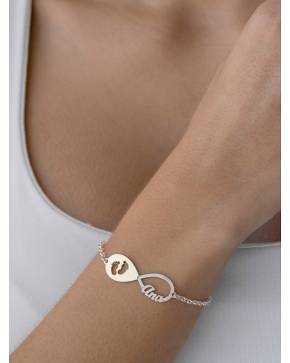 Pulsera con 1 nombre Infinito Baby Plata