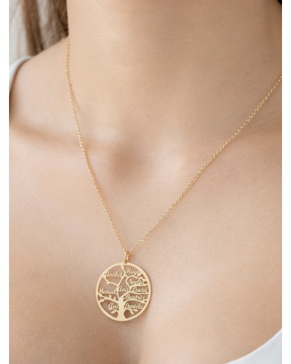 Collar con Nombre Árbol de la Vida Oro