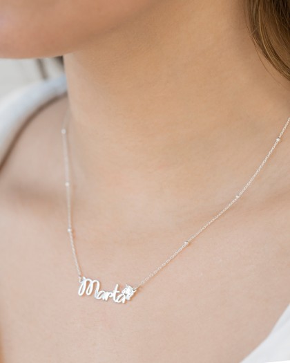 Collar con nombre unicornio Plata