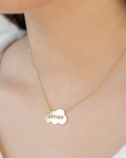 Collar con nombre nube Plata