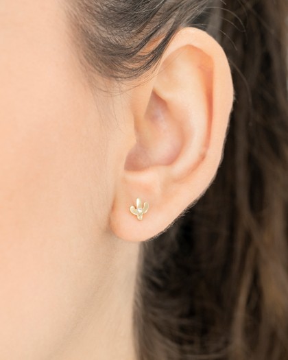 Pendientes cactus oro