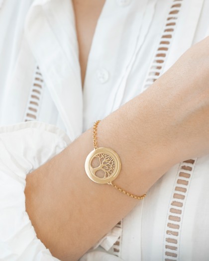 Pulsera con Nombre Árbol de la Vida Doré