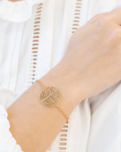 Pulsera con Nombre Árbol de la Vida Doré