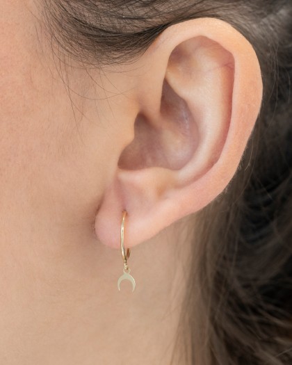 Pendientes de aro luna oro