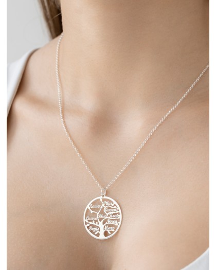 Collar con Nombre Árbol de la Vida Plata