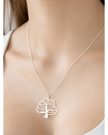 Collar con Nombre Árbol de la Vida Plata