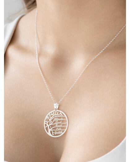 Collar con Nombre Árbol de la Vida Plata