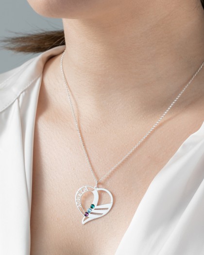 Collar Corazón con nombres Abuela piedras