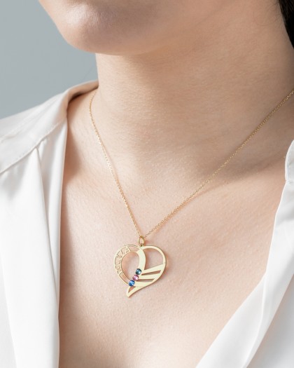 Collar Corazón con nombres Abuela piedras