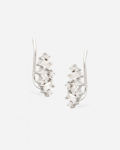 Pendientes Trepador Baguette Plata
