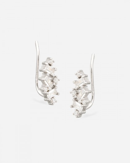 Pendientes Trepador Baguette Plata