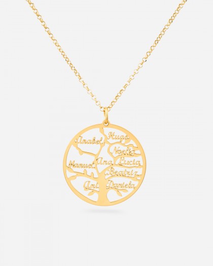 Collar con Nombre Árbol de la Vida Oro
