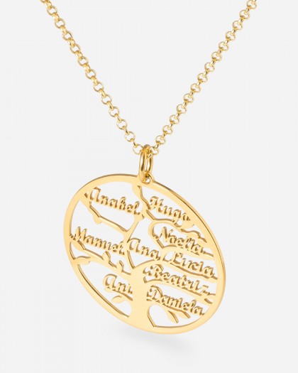 Collar con Nombre Árbol de la Vida Oro