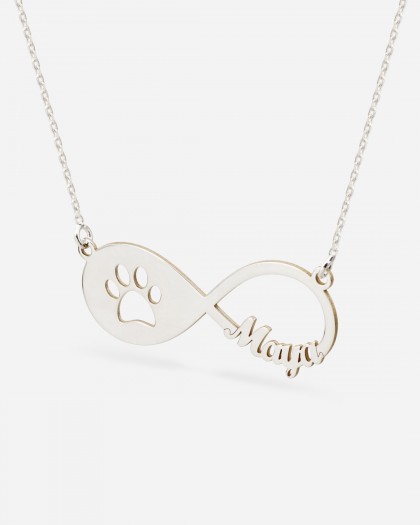 Collar con 1 nombre Infinito Mascota Plata