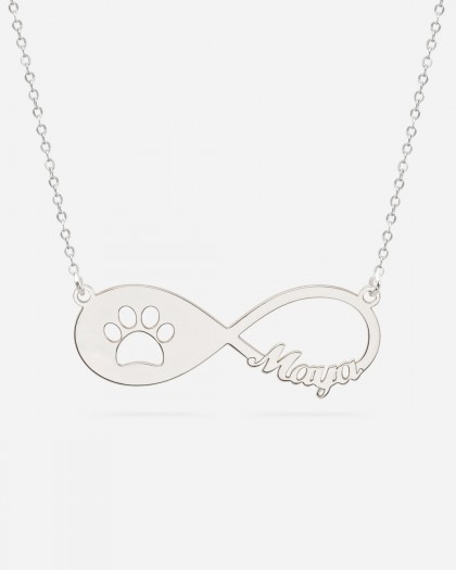 Collar con 1 nombre Infinito Mascota Plata