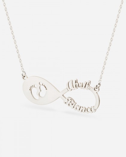 Collar con 2 nombres Infinito Baby Plata