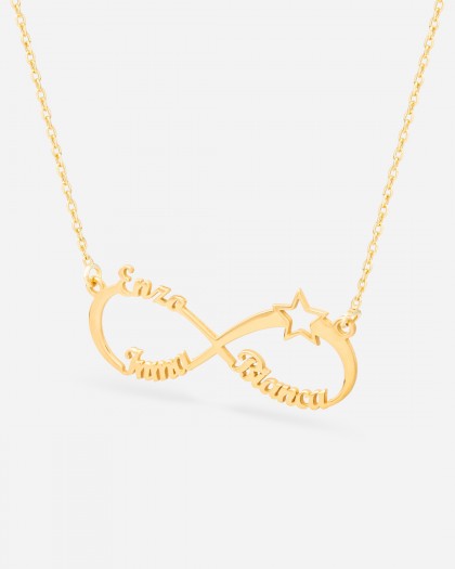 Collar con 3 nombres Infinito Estrella Doré