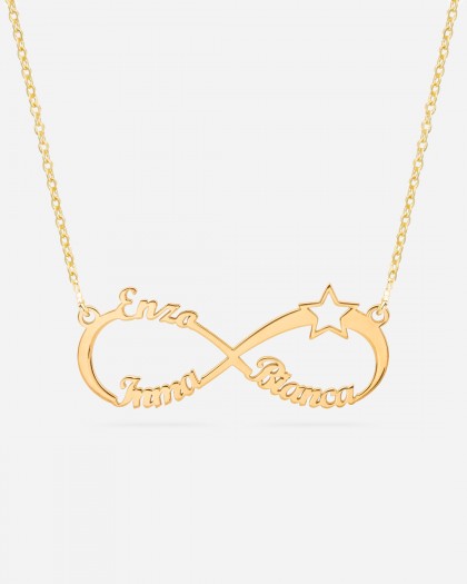 Collar con 3 nombres Infinito Estrella Doré