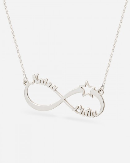 Collar con 2 nombres Infinito Estrella Plata