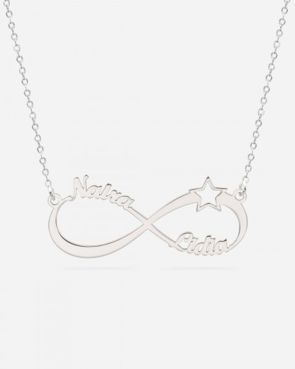 Collar con 2 nombres Infinito Estrella Plata