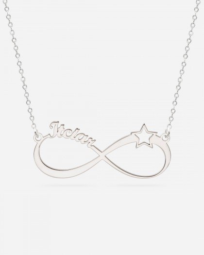 Collar con 1 nombre Infinito Estrella Plata