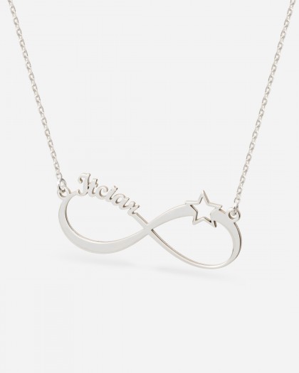 Collar con 1 nombre Infinito Estrella Plata