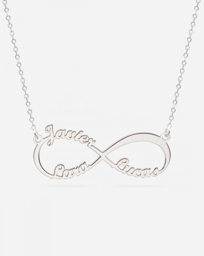 Collar con 3 nombres Infinito Plata