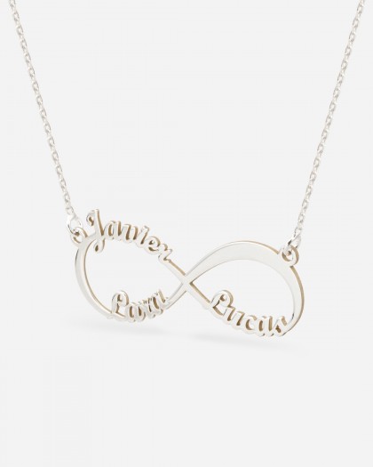 Collar con 3 nombres Infinito Plata
