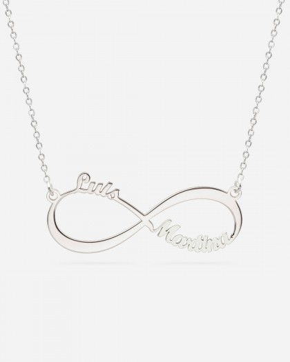 Collar con 2 nombres Infinito Plata
