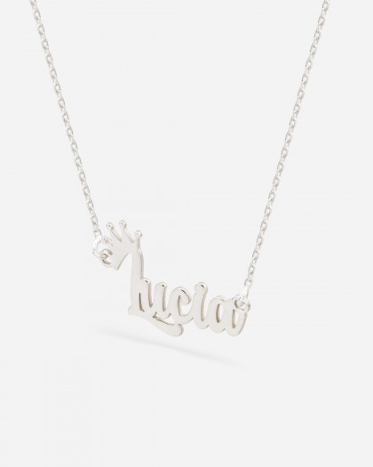 Collar con nombre Crown Plata