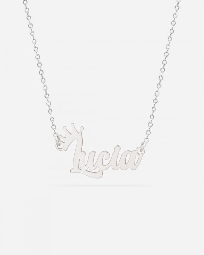 Collar con nombre Crown Plata