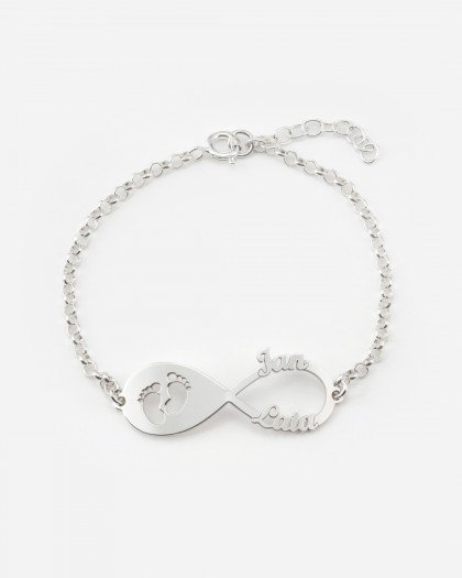 Pulsera con 2 nombres Infinito Baby Plata